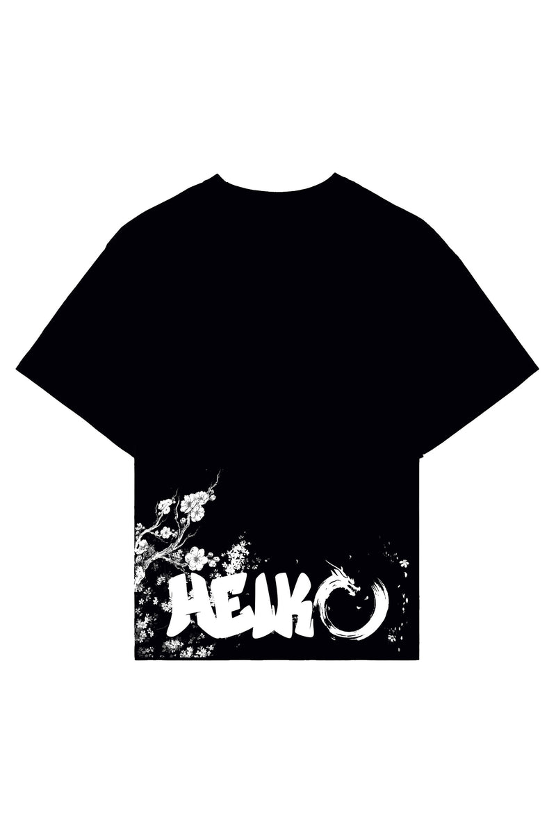 Heiko V1 Oversized Tee in black, back view